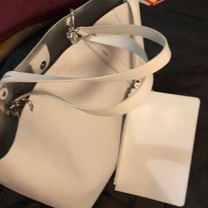 Rebecca Minkoff large tote, ice grey w silver hw